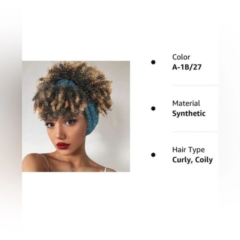 ✨NWT Headband Wig Synthetic Short Afro Kinky Curly
